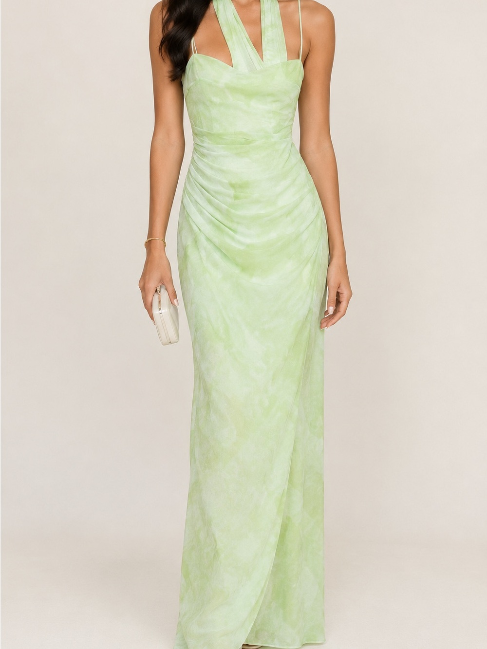 Zara Pastel Green Halter Maxi Dress